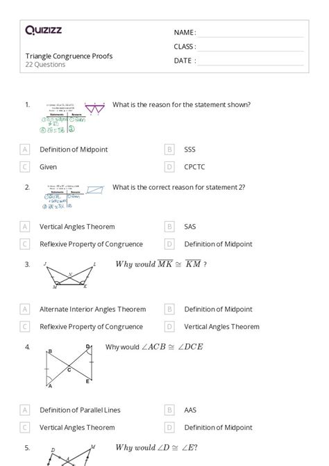 50+ congruent triangles sss sas and asa worksheets for 12th Class on ...