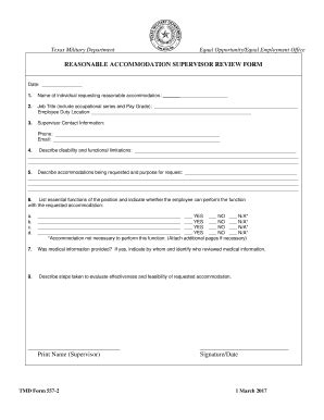 Fillable Online REASONABLE ACCOMMODATION SUPERVISOR REVIEW FORM ... Fax ...