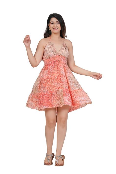 French Crepe Floral Boho Short Dress