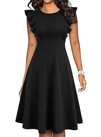 Buy IHOT Women's Vintage Ruffle Floral Flared A Line Swing Casual ...