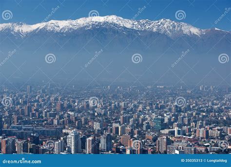 City of Santiago, Capital of Chile. Stock Image - Image of andes, foggy: 35035313