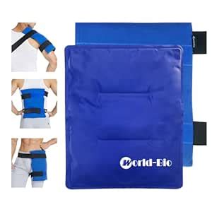 WORLD-BIO Large Gel Ice Pack & Wrap for Injuries, Hot & Cold Therapy ...