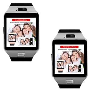 Raptas (Pack of 2 Bluetooth Smart Wrist Watch Phone with Camera & Sim ...