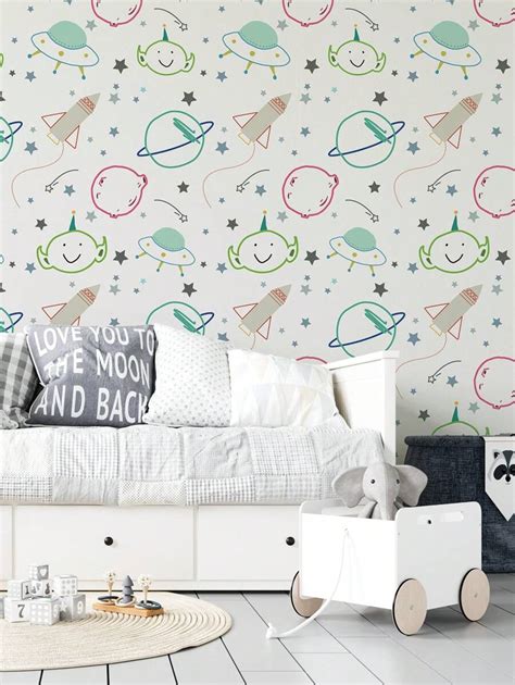 Cute Aliens And Alien Spaceship Patterns Children's Nursery Self ...