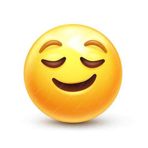 Premium Vector | Calm emoji. relieved emoticon, peaceful face with closed eyes and happy smile