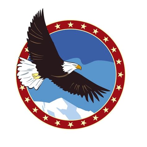 Eagle round emblem blue background | Premium Vector