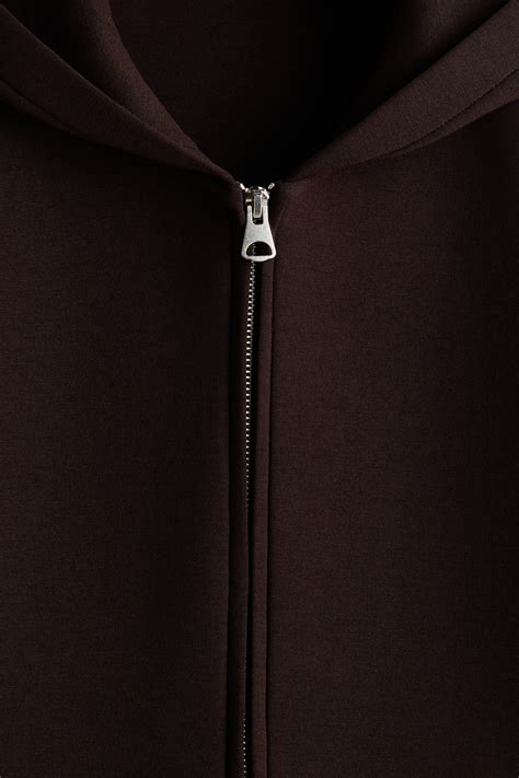 Loose Fit Scuba Zip-through hoodie - Dark brown - Men | H&M IN