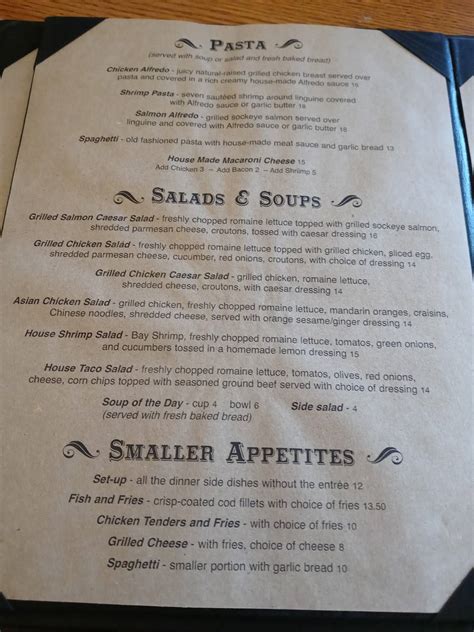 The Pine Room Menu