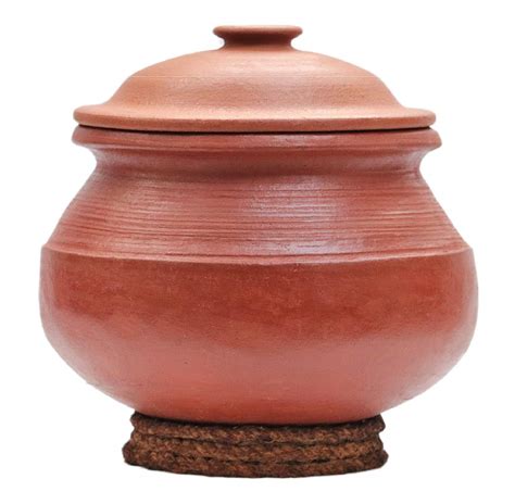 Buy Ecocraft India Online Hand Made Red 2 Liter Clay Pottery Mud Pot ...