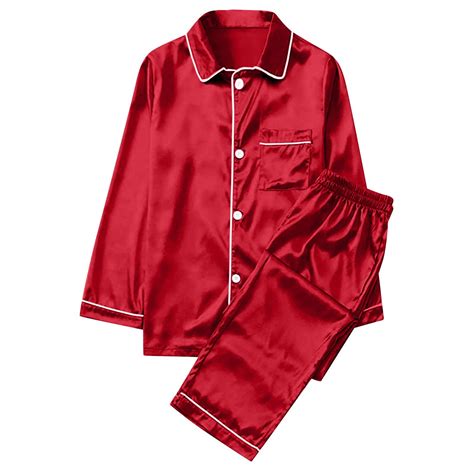 Customer reviews for Christmas Pajamas for Men Satin Silk Red Pajamas ...