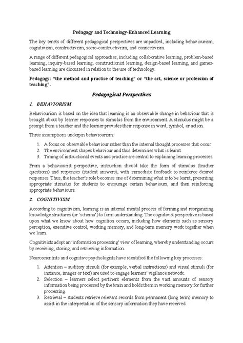 Notes - .... - Pedagogy and Technology-Enhanced Learning The key tenets ...