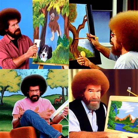 Bob Ross painting a picture of Scooby adoo, tv show, | Stable Diffusion