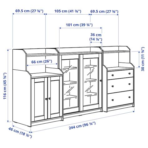 HAUGA storage combination, beige, 244x46x116 cm (961/8x181/8x455/8") - IKEA