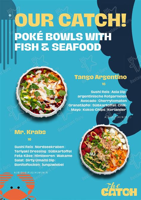 Menu at The Catch restaurant, Vienna