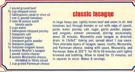 Recipe For Classic Lasagne ? Clipping « RecipeCurio.com