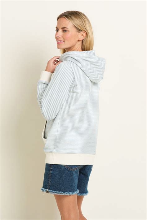 Women's Blue Textured Stripe Elise Hoodie | Brakeburn