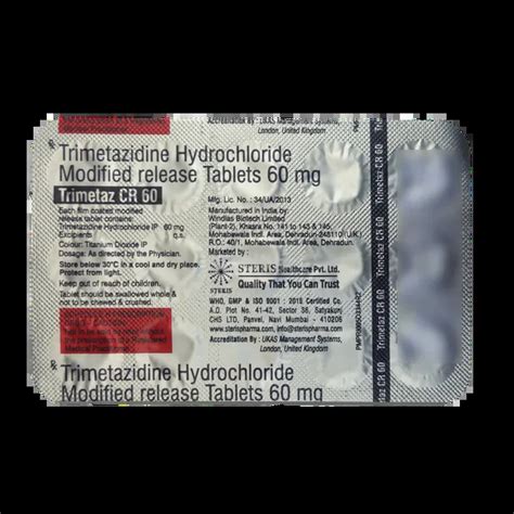 TRIMETAZ CR 60MG TABLET 15'S Price, Uses, Side Effects & Substitutes ...