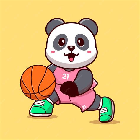 Premium Vector | Cute panda basketball player vector illustration