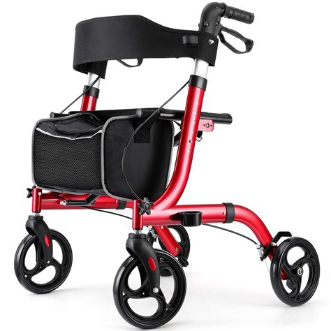 RINKMO Rollator Walkers for Seniors- Rollator Walker with Seat 8" Wheels- Easy Folding Senior ...