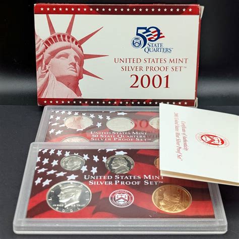 Lot #8 - 2001 United States Mint Silver Proof Set 50 State Quarters ...