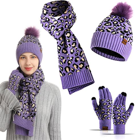 VidFair Women Winter Hat Scarf and Gloves Set Soft Warm Thick Knitted ...