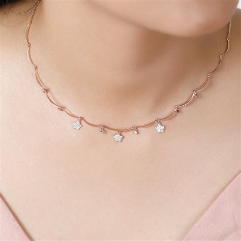 14Kt Rose Gold Twinkling Star Yellow Sapphire Necklace