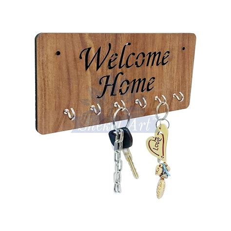 SHREE SHYAM CRAFT INDIA Welcome Home Key Holder for Home | Wooden Key ...