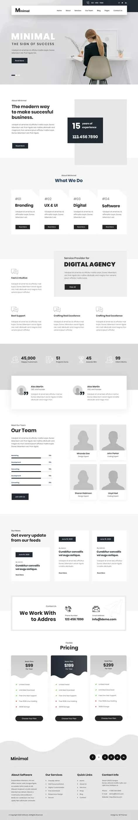 Pure WordPress theme for natural minimal and clean website designs Global