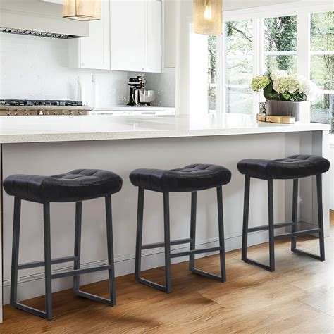 Amazon.com: RNKSFX Black Modern Bar Stools Set of 3 for Kitchen Counter ...