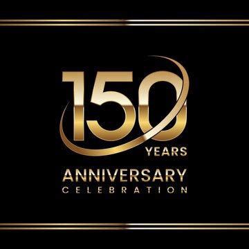 150th anniversary celebration anniversary logo design with golden ring ...