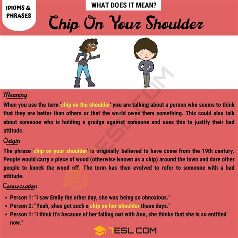 "Chip On Your Shoulder" Meaning, Origin and Examples • 7ESL