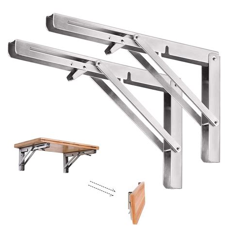 Buy Folding Shelf Brackets 10 Inch, Heavy Duty Stainless Steel Folding ...