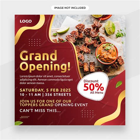 Grand opening restaurant banner or social media promotion and instagram ...