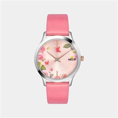 Helix Women Quartz Pink Dial Analog Leather Watch TW053HL04 – Just In Time