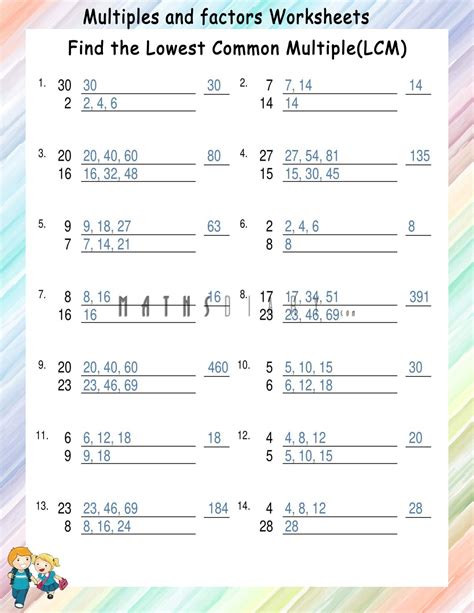 Least Common Multiple Worksheets | Multiplication Worksheets