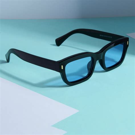 Lizard Black Blue Rectangle Sunglasses – Shop Now Online