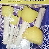 Lakeer 5 Pcs Round Stencil Sponge Dabber Wooden Handle Foam Brush ...