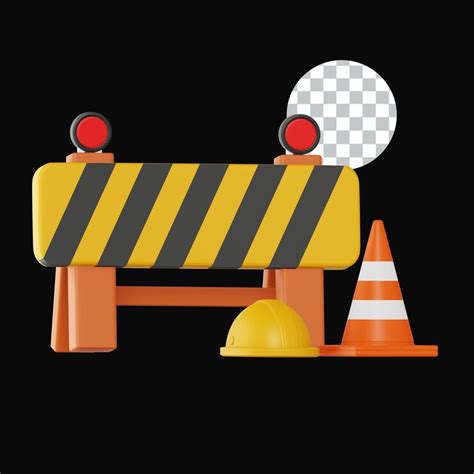 Barrier cone and helmet 3d icon | Premium PSD
