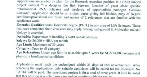 UDSC Molecular Biology RA Opening on Candida albicans