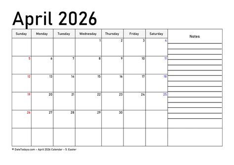 Printable April 2026 Calendar with Holidays - Printable PDF
