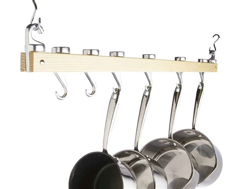 MasterClass Deluxe Ceiling Mounted Single Wooden Pot Rack | i ...