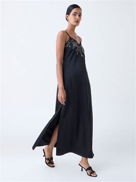 Buy Vark Black Floral Embellished A-Line Dress from Westside – Westside ...