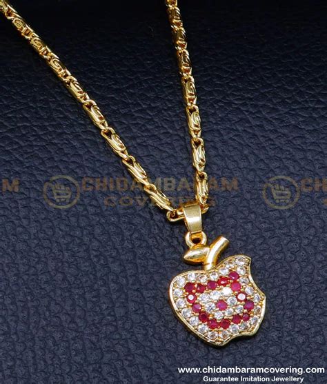 Buy Attractive Stone Apple Design Pendant with Chain for Ladies