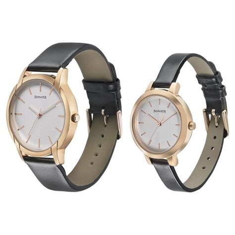 Buy Online Sonata Quartz Analog Silver Dial Leather Strap Watch for ...