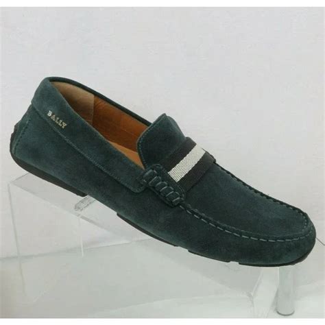 NIB BALLY PEARCE OAK DARK GREEN SUEDE WEB LOGO DRIVING LOAFERS 8.5 D 41 ...