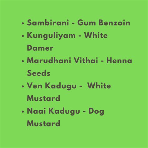 Sambirani Combo - Sambirani - White Mustard - Vellai Kunguliyam - Naai ...