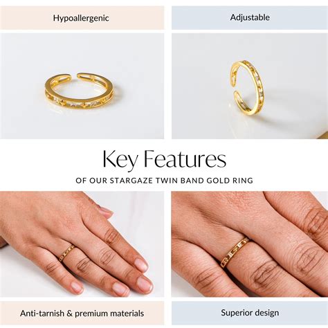 Ring Online - Premium Stargaze Twin Band Gold Ring | Nestasia