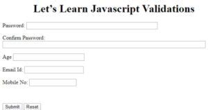 Image result for JavaScript Validations in HTML