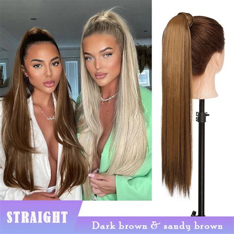 Buy Thick Straight Clip-in Ponytail Hair Extensions Real Long Natural ...