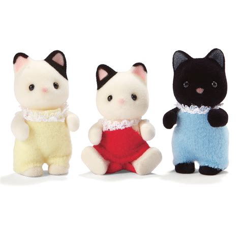 Calico Critters of Cloverleaf Corners Tuxedo Cat Triplets